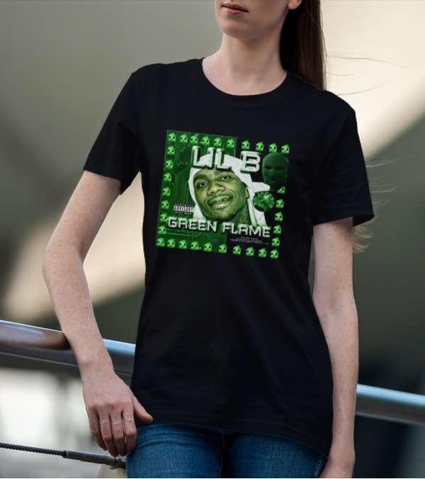 LIL B Green Flame Album Cover Art With Circuit Background And Face T-Shirt