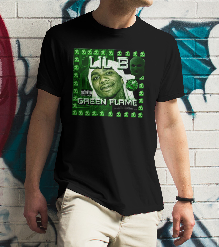 LIL B Green Flame Album Cover Art With Circuit Background And Face T-Shirt