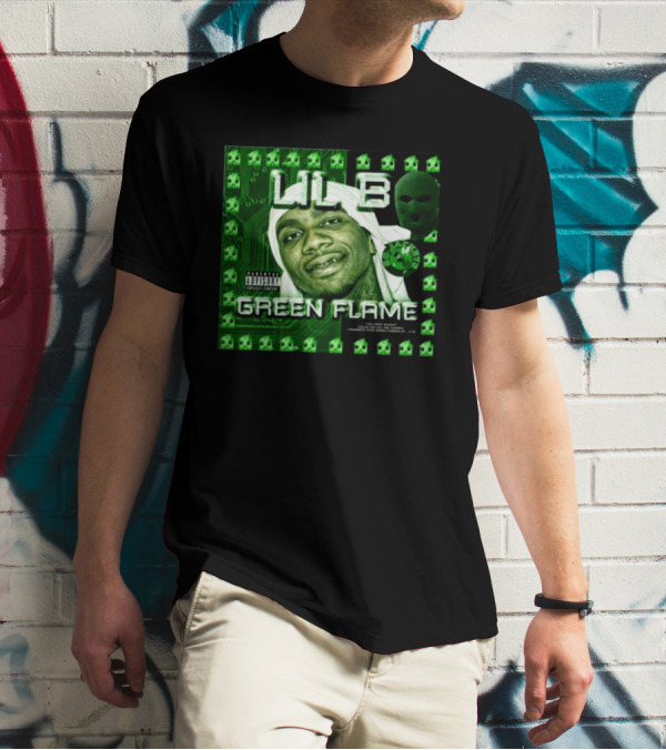 LIL B Green Flame Album Cover Art With Circuit Background And Face T-Shirt