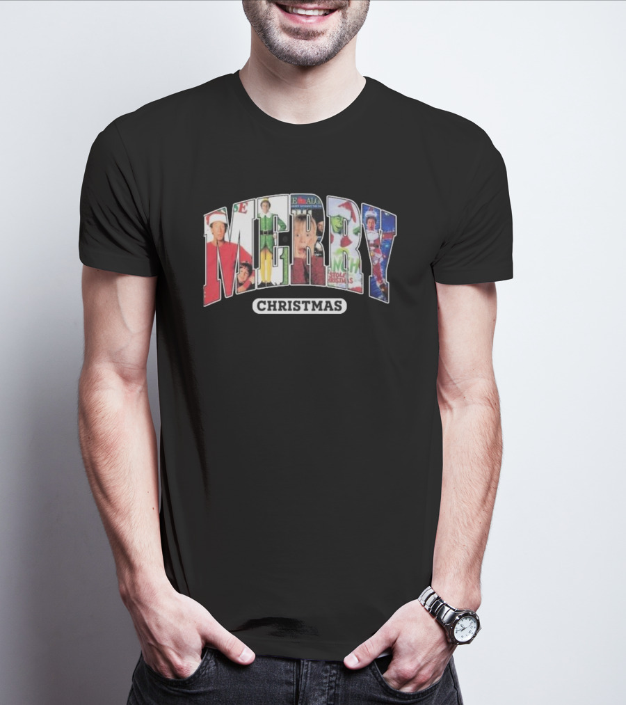 Merry Christmas Collection Movie Characters For Fans T-Shirt