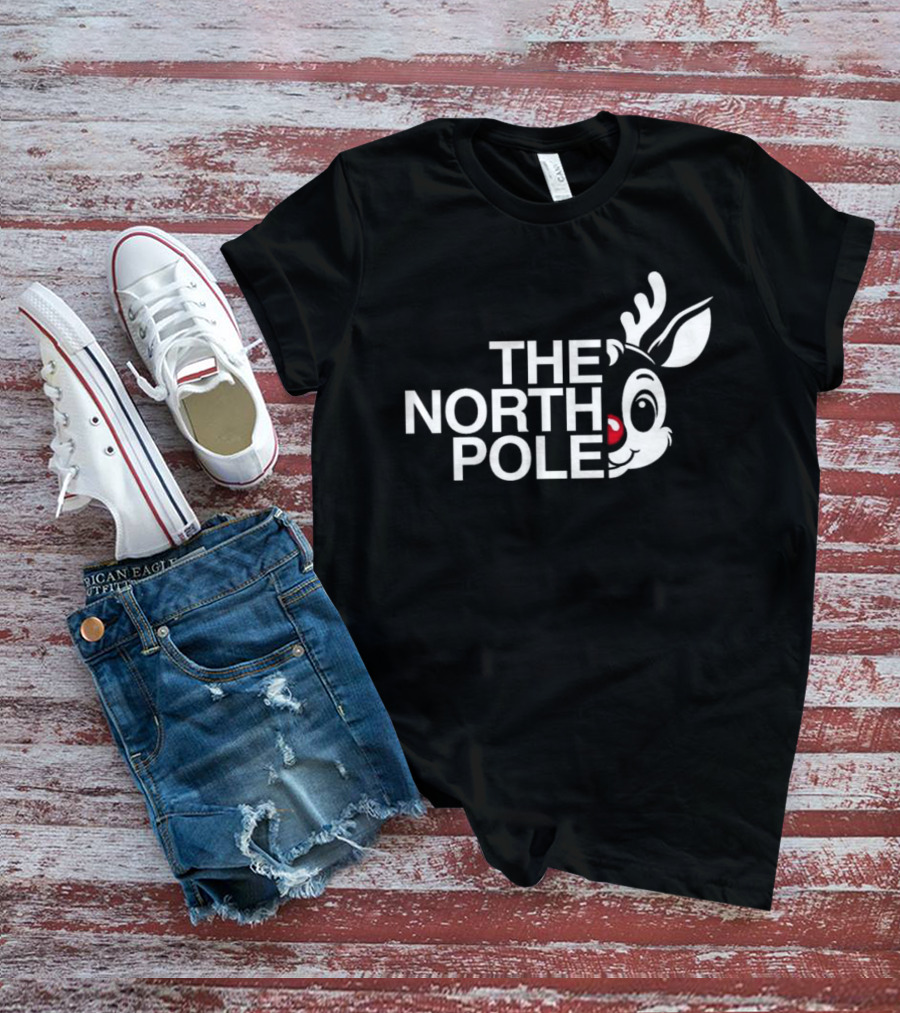The North Pole Christmas Rudolph Reindeer Face T-Shirt