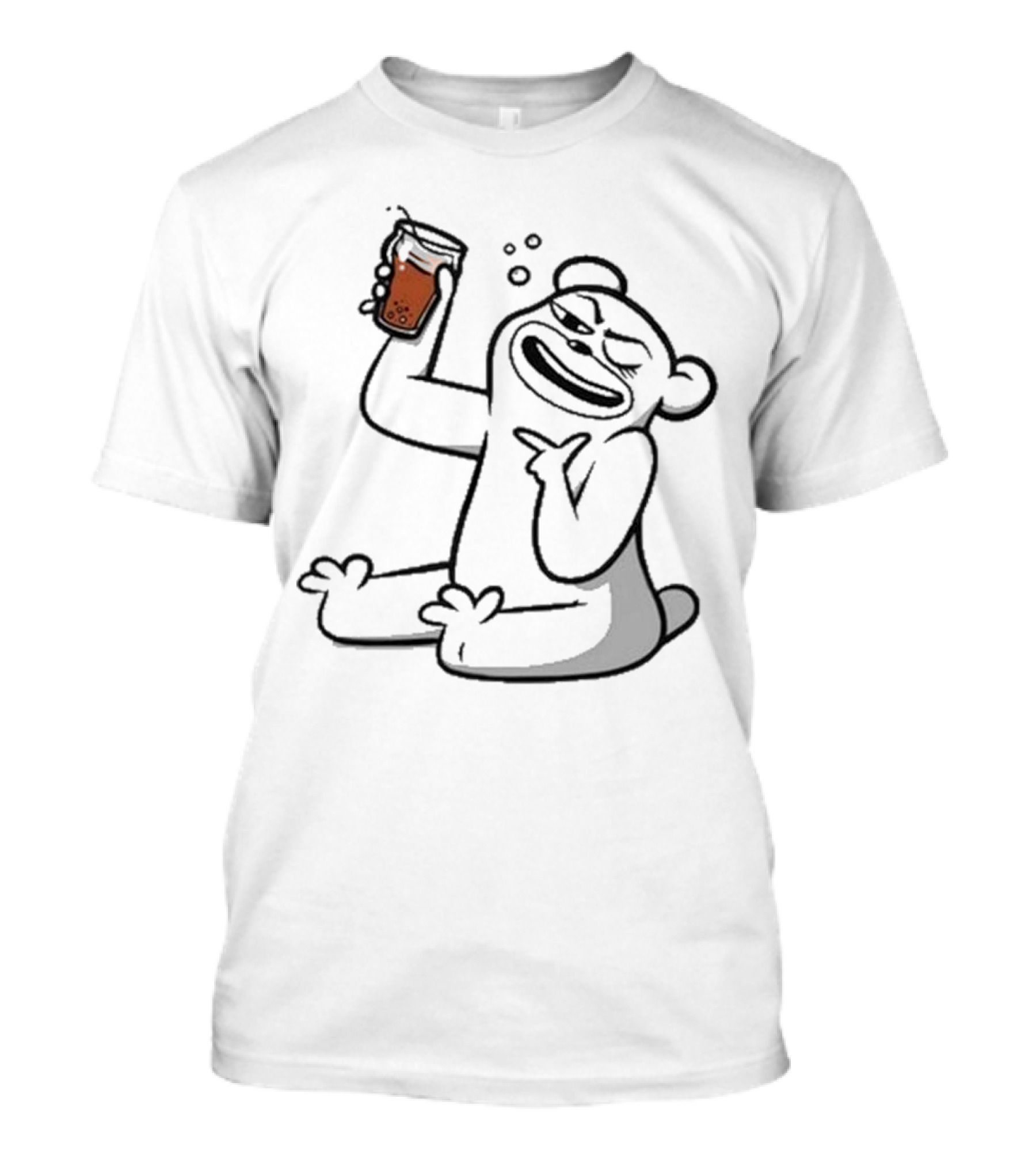 Cotton Bureau Root Bear Cartoon With Beverage T-Shirt