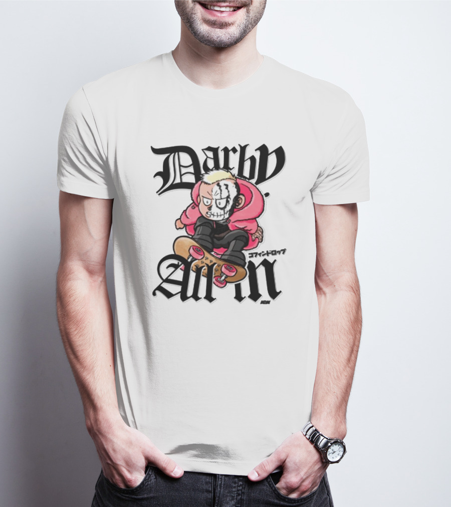Darby Allin Skateboarding Cartoon Character With Face Paint T-Shirt