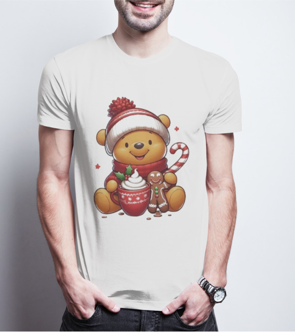 Winnie The Pooh Holiday Cozy Cocoa And Candy Cane Christmas T-Shirt