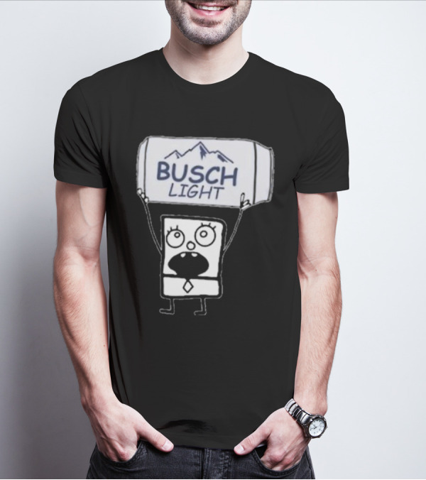 Doodlebob Holding Busch Light Can T-Shirt