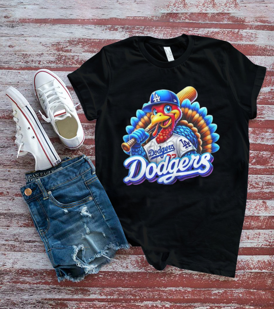 Dodgers Thanksgiving LA Baseball Turkey T-Shirt