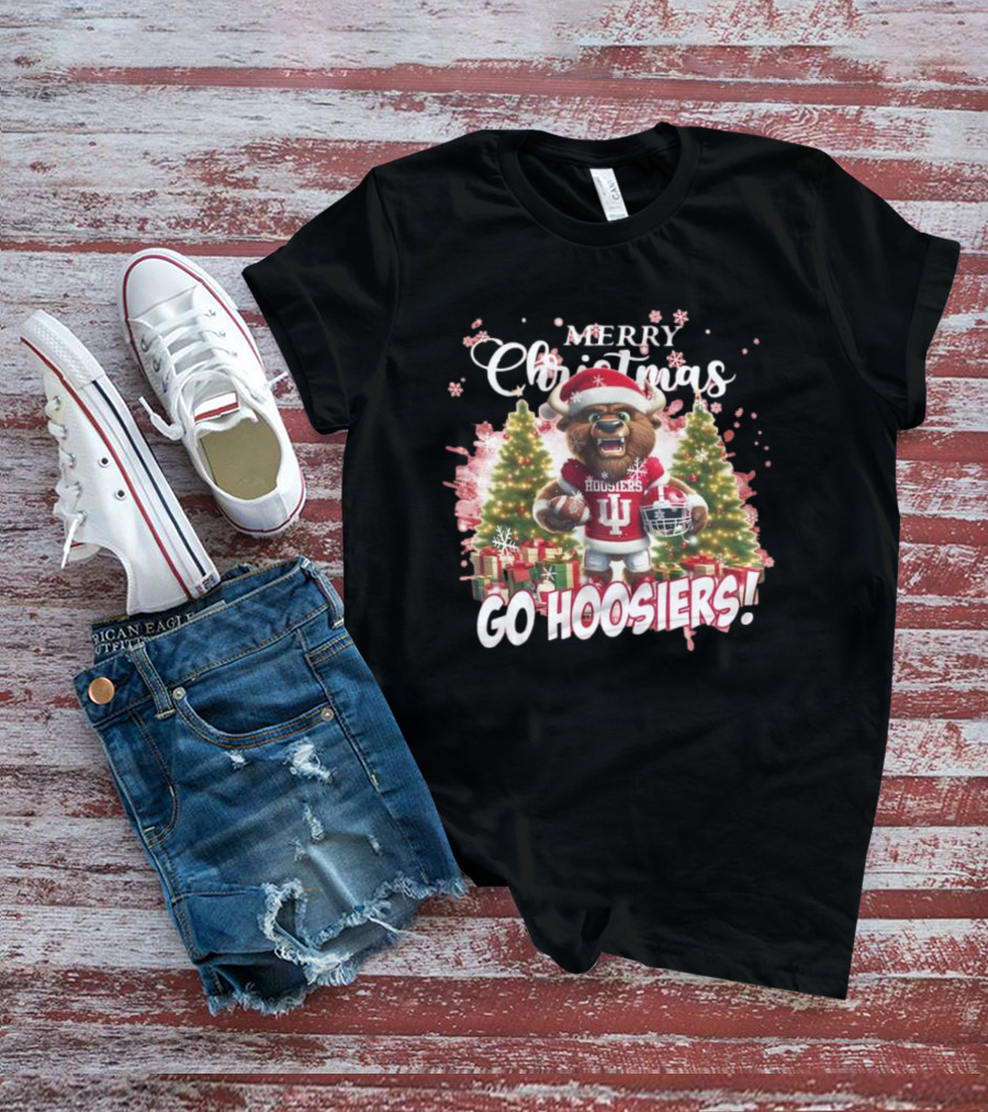 Merry Christmas Go Hoosiers Indiana Football T-Shirt