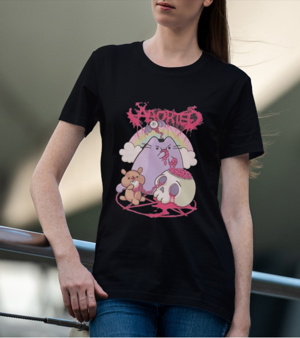 Indiemerch Store Aborted Cute Cat With Teddy And Skull Nomnom T-Shirt