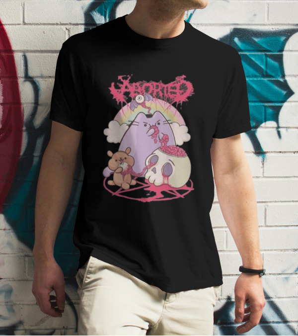 Indiemerch Store Aborted Cute Cat With Teddy And Skull Nomnom T-Shirt