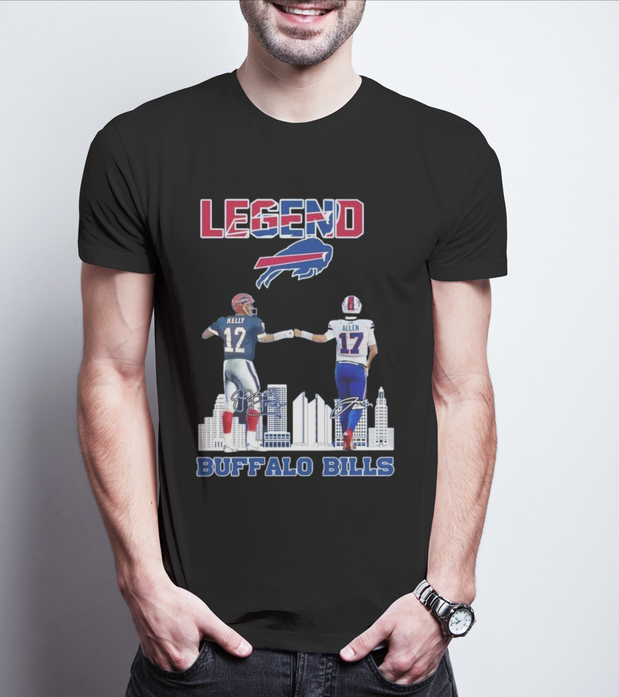 Legend Buffalo Bills Kelly 12 Allen 17 Signatures T-Shirt