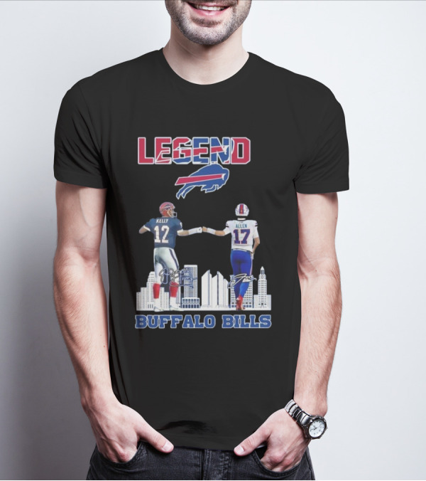 Legend Buffalo Bills Kelly 12 Allen 17 Signatures T-Shirt