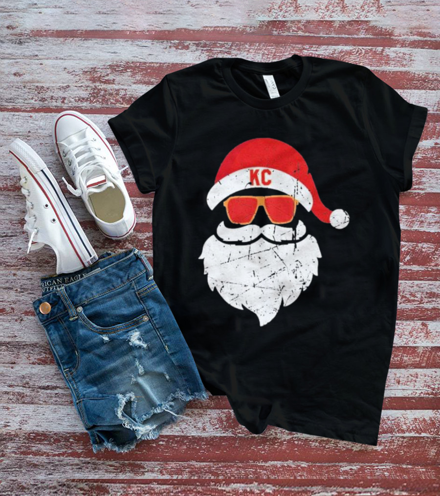 Kansas City Chiefs KC Santa Claus Christmas Holiday T-Shirt