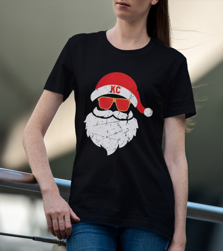 Kansas City Chiefs KC Santa Claus Christmas Holiday T-Shirt