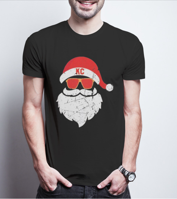 Kansas City Chiefs KC Santa Claus Christmas Holiday T-Shirt