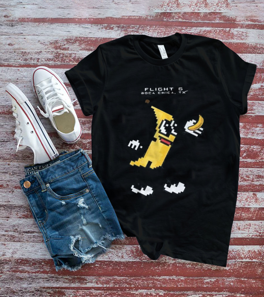 SpaceX Starship Flight 6 It’s Bananas Boca Chica TX Pixel Art Banana Character T-Shirt