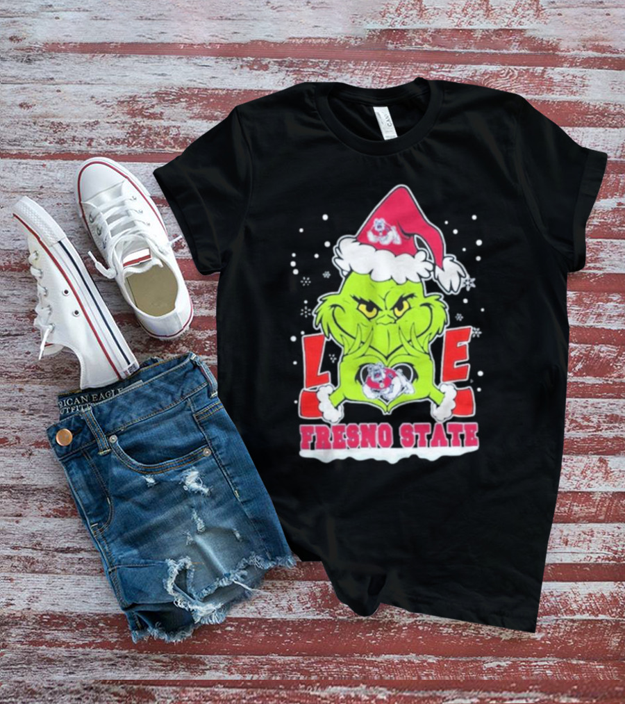 The Grinch Love Fresno State Bulldogs Christmas T-Shirt