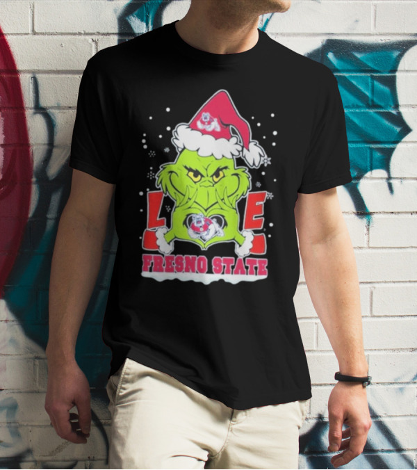 The Grinch Love Fresno State Bulldogs Christmas T-Shirt