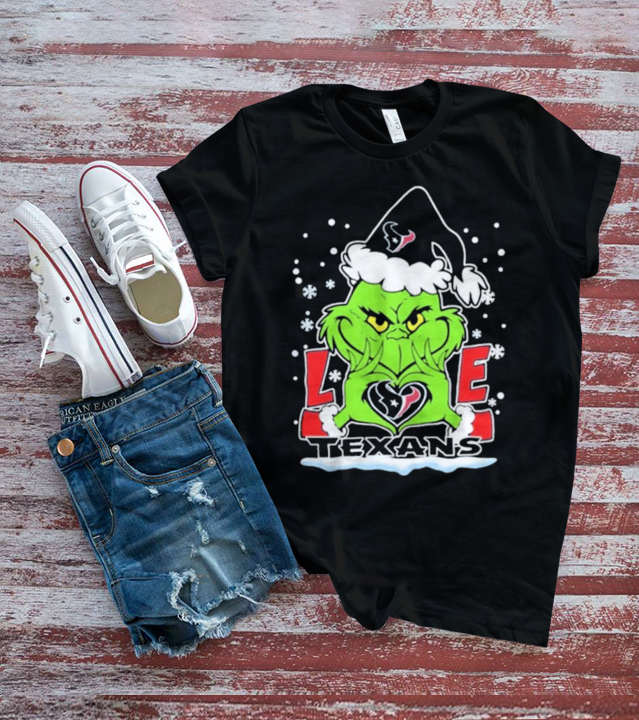 The Grinch Love Houston Texans Football Christmas T-Shirt