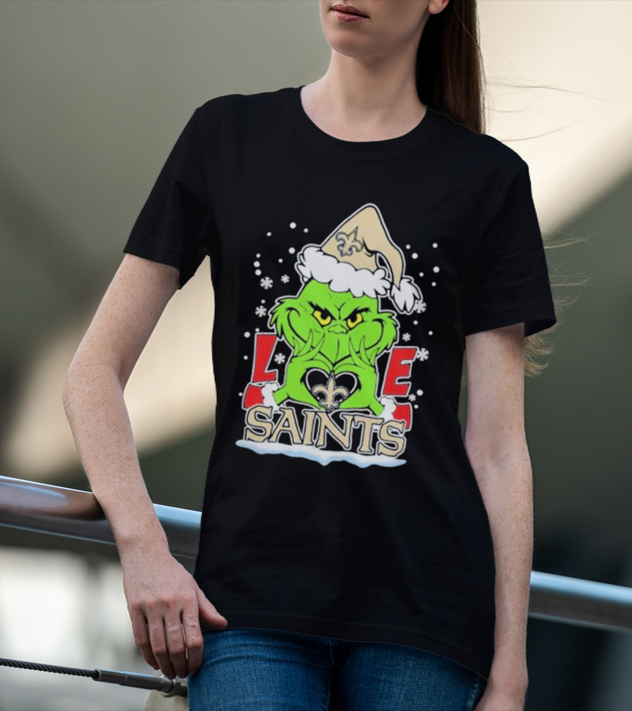 The Grinch Love New Orleans Saints Football Christmas T-Shirt