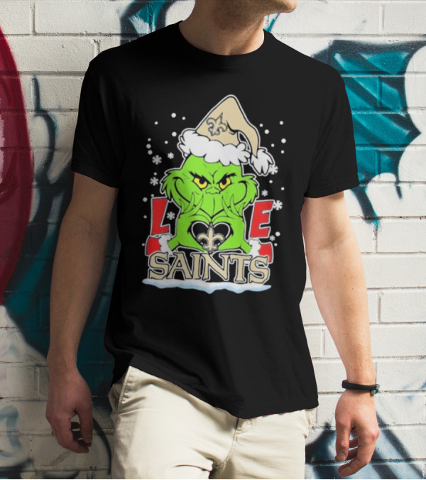 The Grinch Love New Orleans Saints Football Christmas T-Shirt