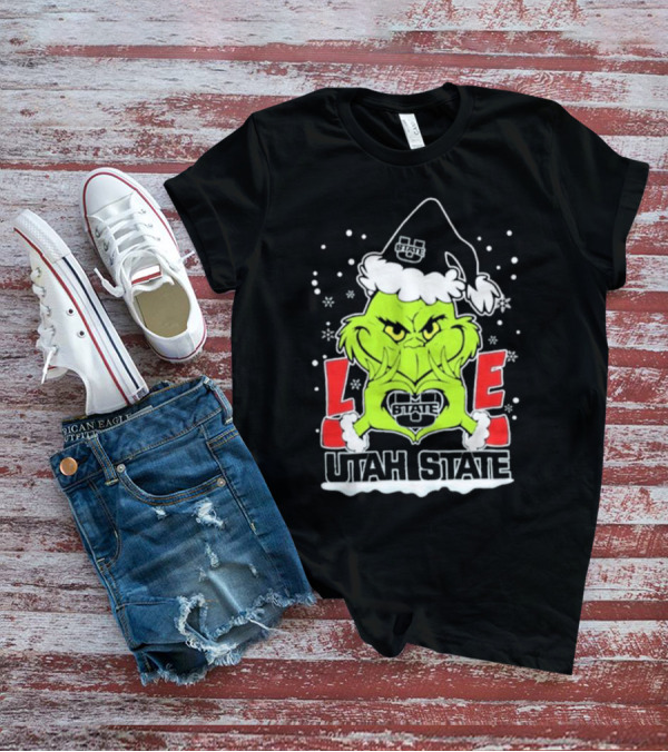 The Grinch Love Utah State Aggies Football Christmas T-Shirt