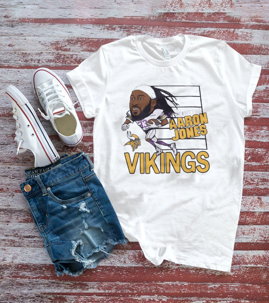 Vikings Showtyme Aaron Jones Football Cartoon Running T-Shirt