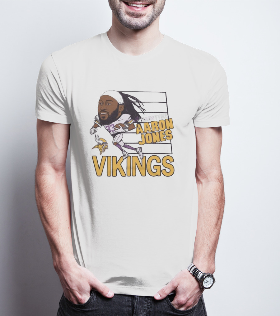 Vikings Showtyme Aaron Jones Football Cartoon Running T-Shirt