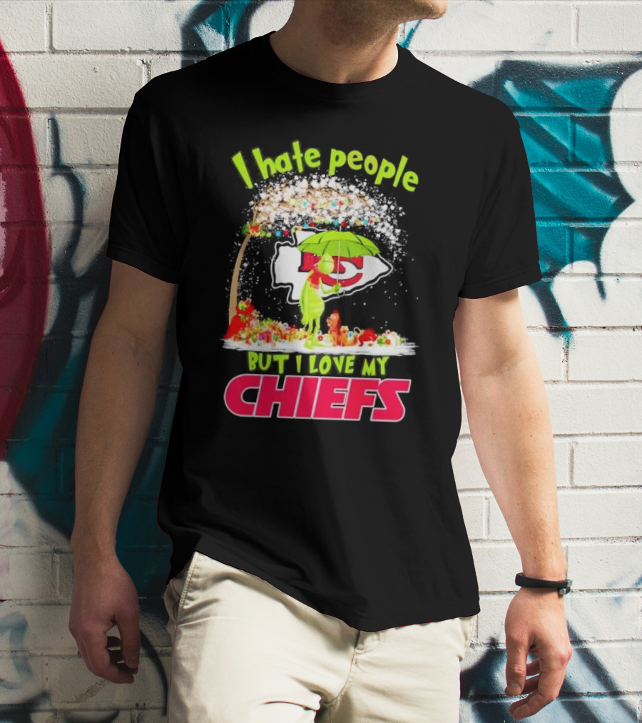 I Hate People But I Love My Chiefs Grinch And Max Kansas City Chiefs Christmas T-Shirt