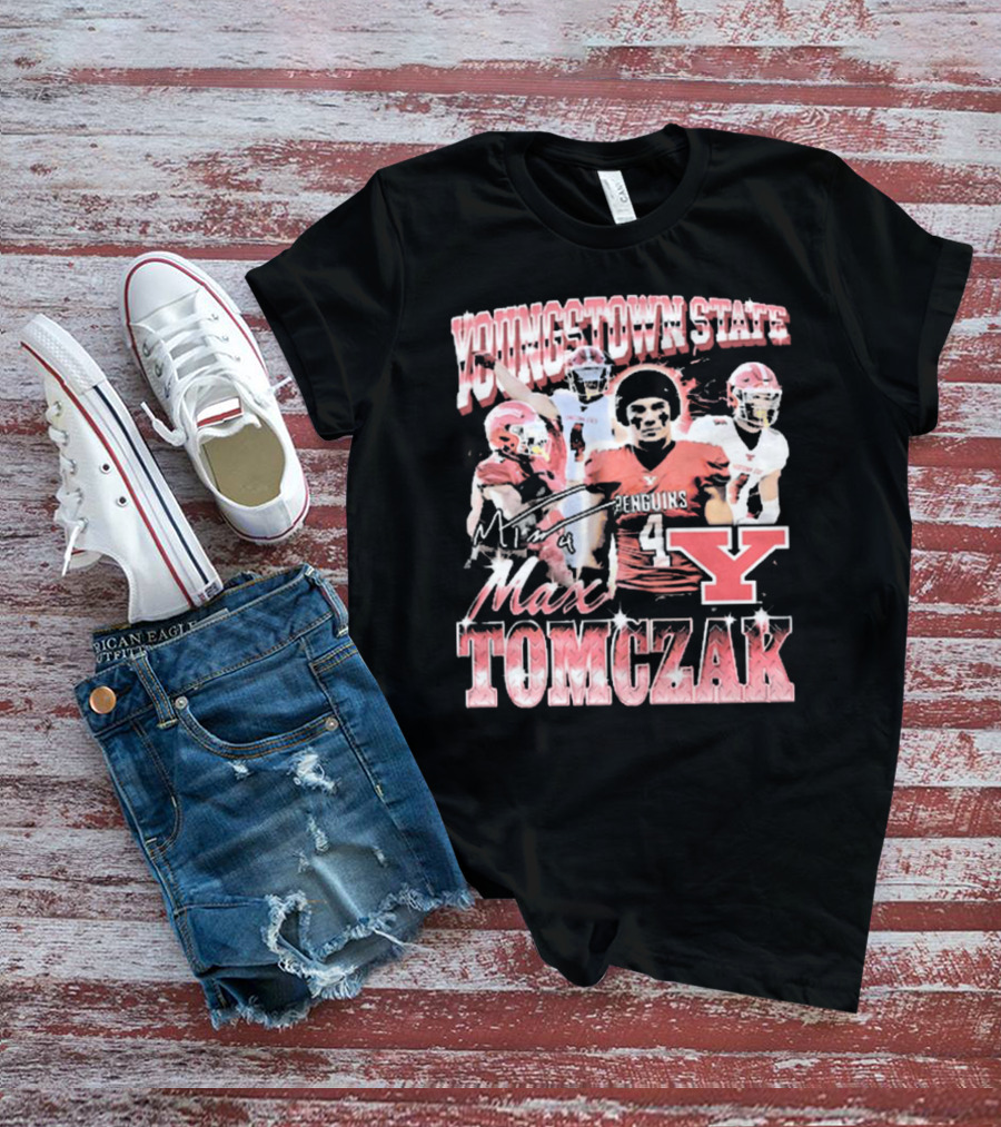 Youngstown State Penguins Max Tomczak Signature 90s Style Football T-Shirt