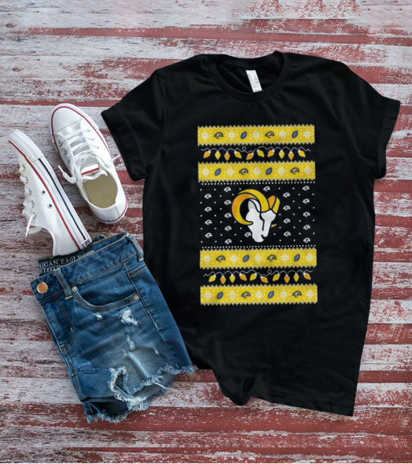 Los Angeles Rams NFL Holiday Lights Ugly Christmas Sweater T-Shirt