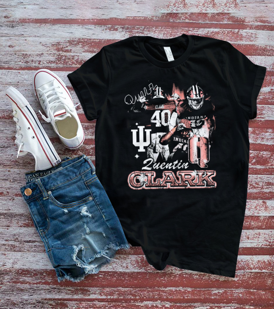 Quentin Clark Indiana Hoosiers 40 Football IU Vintage 90s Style Football Collage T-Shirt