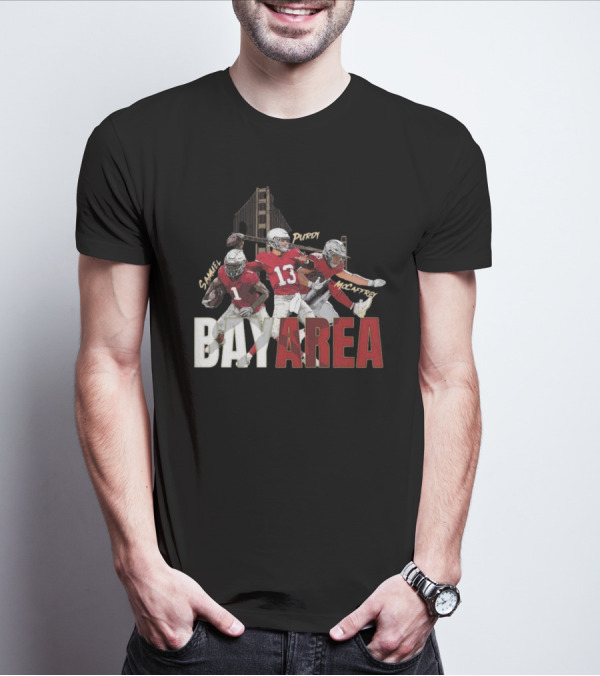 Sammel Purdy McCaffrey San Francisco 49ers Bay Area NFL Trio Football T-Shirt