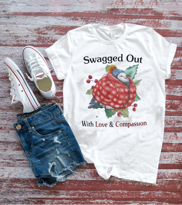 Swagged Out With Love And Compassion Pigeon In Cozy Jacket With Berries And Leaves T-Shirt