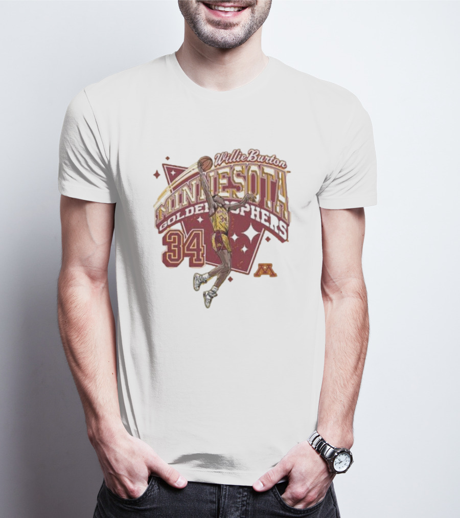 Willie Burton No 34 Minnesota Golden Gophers Basketball Skyhook T-Shirt