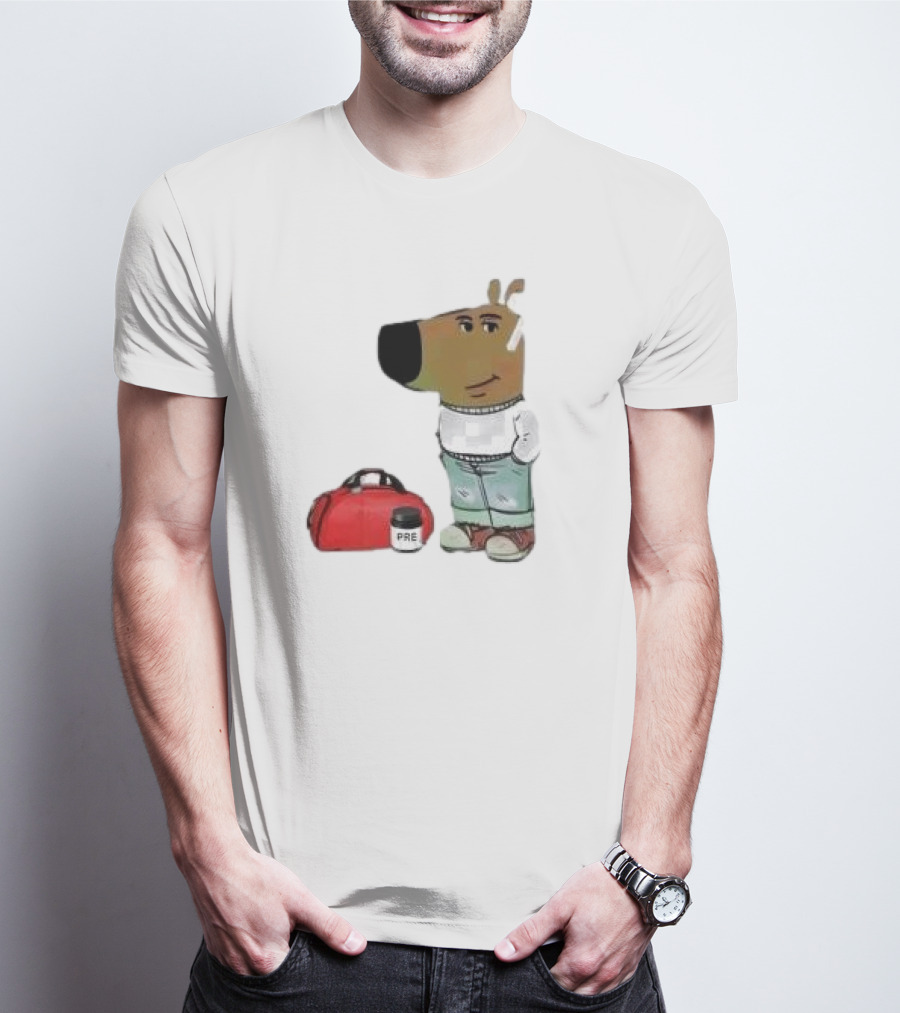 Chill Guy Dog With Gym Bag And Pre-workout Supplement T-Shirt