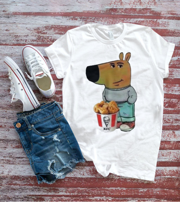 Chill Guy Dog Smiling With KFC Bucket T-Shirt
