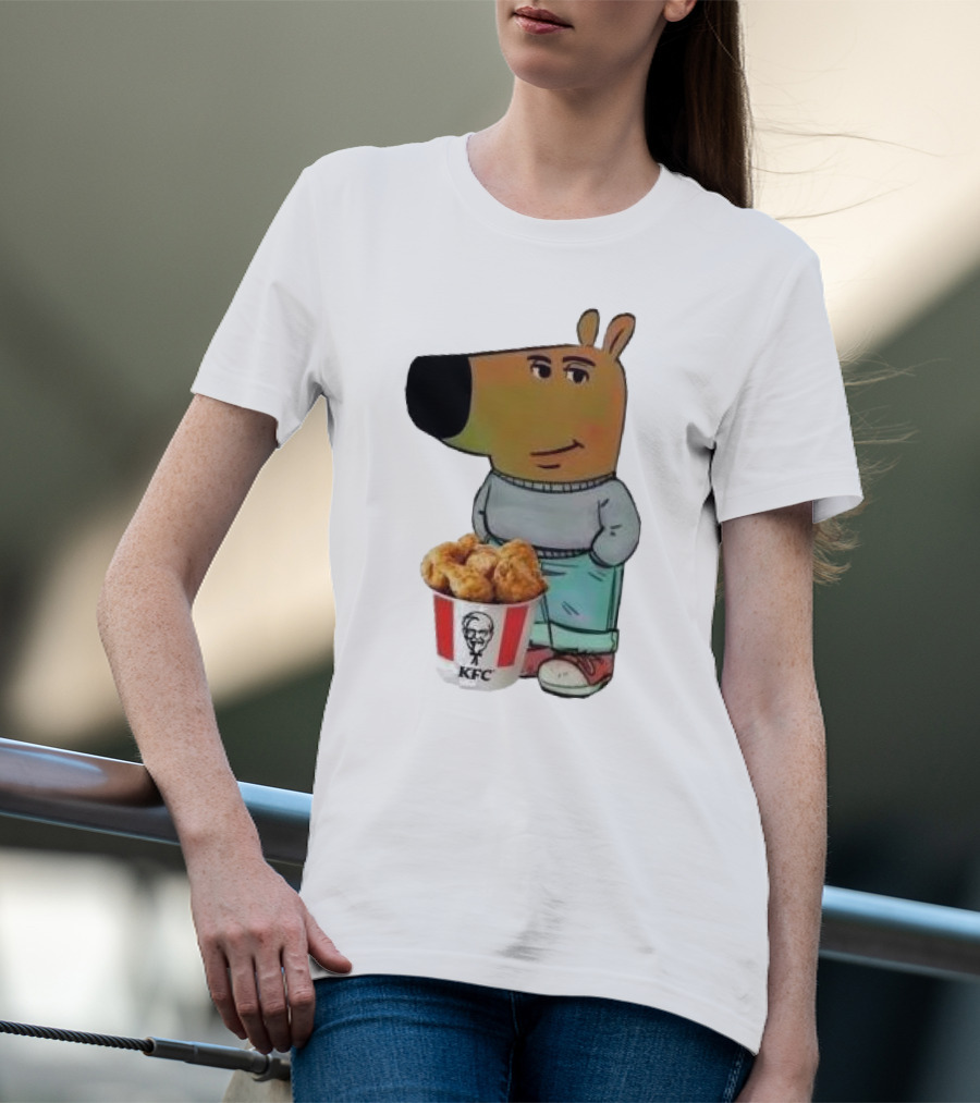 Chill Guy Dog Smiling With KFC Bucket T-Shirt