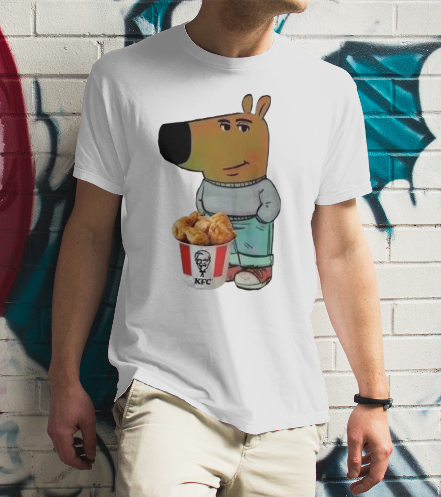 Chill Guy Dog Smiling With KFC Bucket T-Shirt
