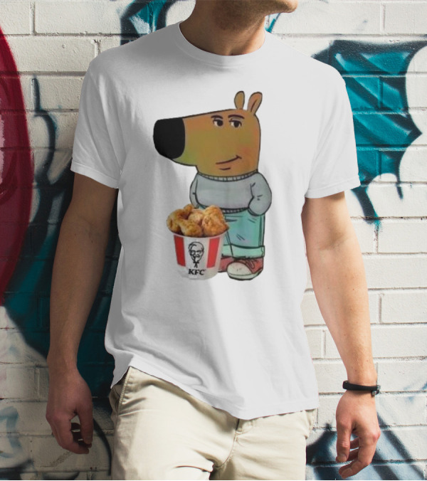 Chill Guy Dog Smiling With KFC Bucket T-Shirt