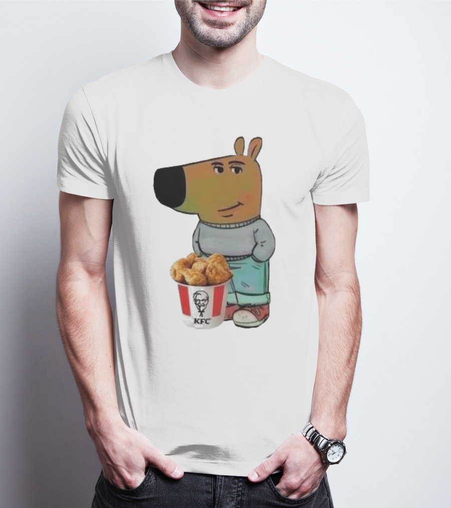 Chill Guy Dog Smiling With KFC Bucket T-Shirt