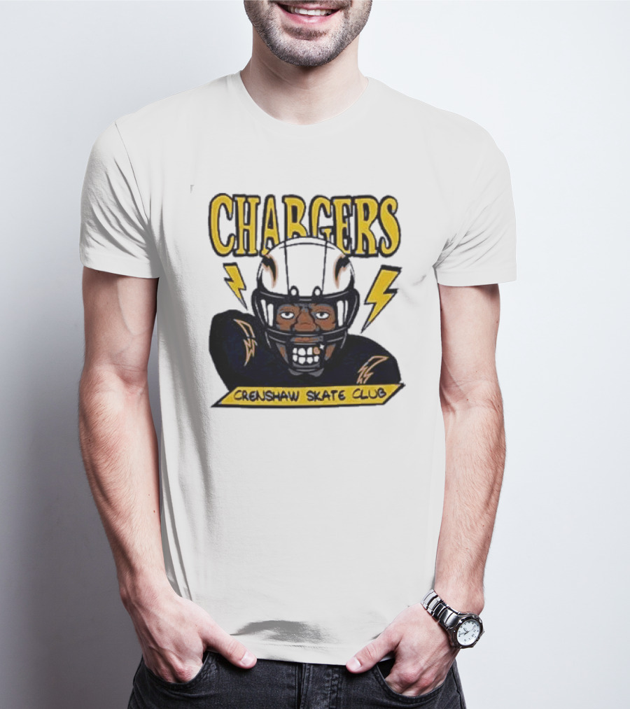 Chargers Crenshaw Skate Club Football Helmet Lightning Player T-Shirt