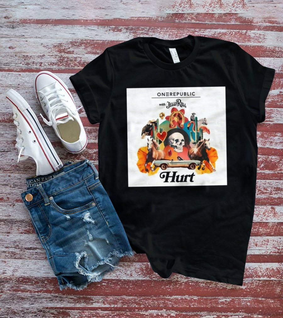 ONEREPUBLIC With JELLY ROLL Hurt Retro Collage Of Horses And Cactus T-Shirt