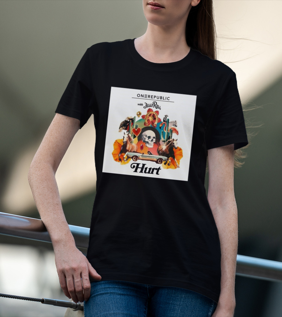 ONEREPUBLIC With JELLY ROLL Hurt Retro Collage Of Horses And Cactus T-Shirt