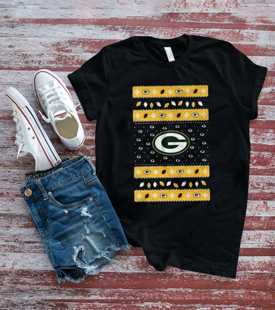 Green Bay Packers Holiday Lights Ugly Sweater T-Shirt