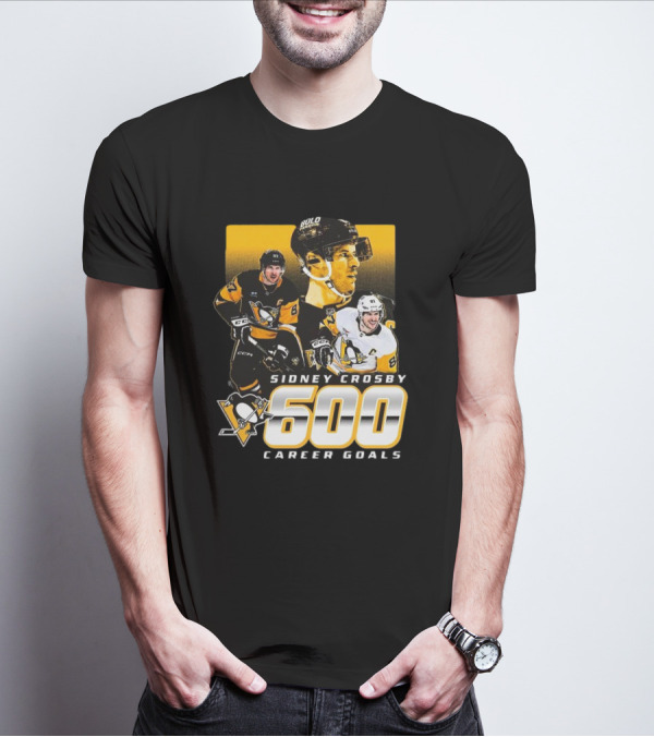 Sidney Crosby Pittsburgh Penguins 600 Career Goals NHL Achievement T-Shirt