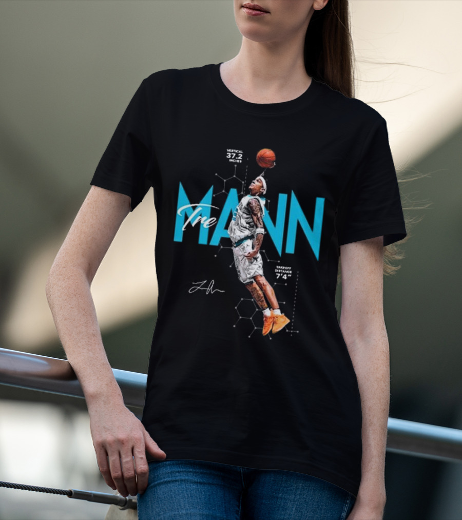 Tre Mann Vertical Jump Basketball Dunk 37.2 Inches Charlotte Hornets T-Shirt
