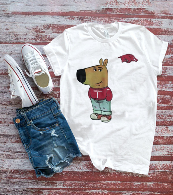 Arkansas Razorbacks Chill Guy Mascot With Cartoon Character In Red Sweater And Jeans T-Shirt