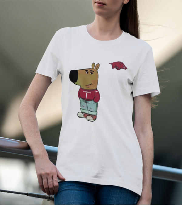 Arkansas Razorbacks Chill Guy Mascot With Cartoon Character In Red Sweater And Jeans T-Shirt
