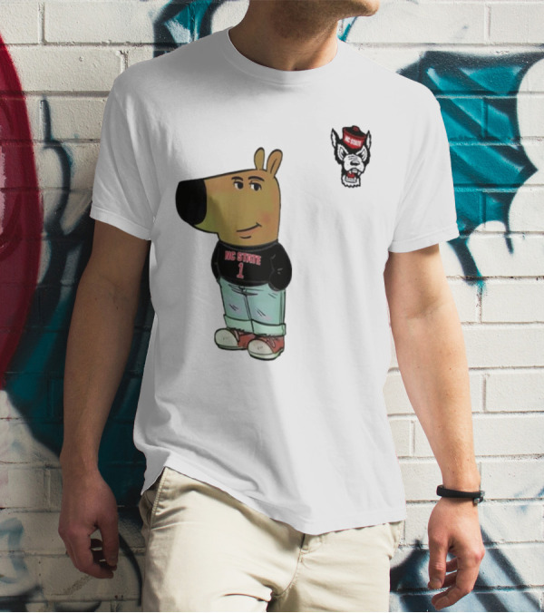 NC State Wolfpack Chill Guy Bear In Jersey And Jeans T-Shirt