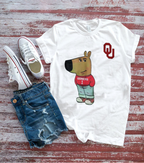 Oklahoma Sooners Chill Guy Cartoon Mascot Standing With OU Logo T-Shirt